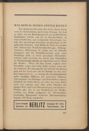 Was Berlin seinen Gästen bietet!