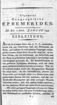1. Stück Januar 1799