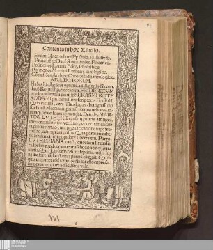 Contenta in hoc Libello. Erasmi Roterodami Epistola, ad illustriss. Principe[m] ac Duce[m] Saxoniæ &c. Fridericu[m]