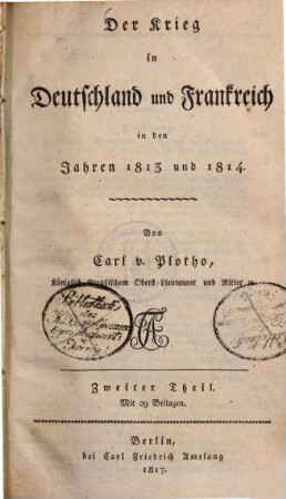 Der Krieg in Deutschland und Frankreich in den Jahren 1813 und 1814. 2