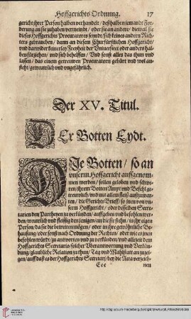Titul XV. Der Botten Eydt