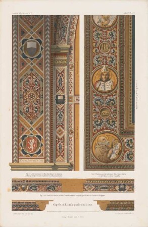 Palazzo Pubblico, Siena: Details Wanddekoration (aus: Atlas zur Zeitschrift für Bauwesen, hrsg. v. G. Erbkam, Jg. 11, 1861) Spielberg