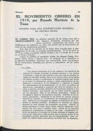 El movimiento obrero en 1919 : Apuntes para una interpretación marxista de historia social