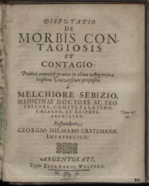 Disputatio De Morbis Contagiosis Et Contagio