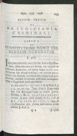 Sectio Tertia De Re Iudiciaria Criminali