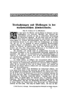 Beobachtungen und Messungen in der mathematischen Himmelskunde