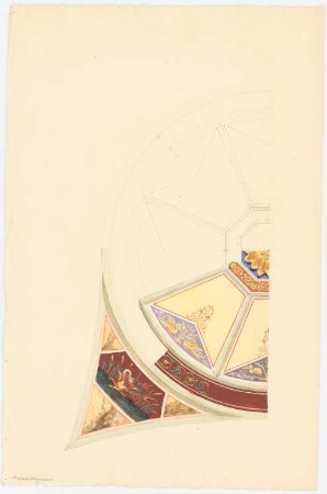 Neues Museum auf der Museumsinsel, Berlin Wand- und Deckenmalereien: Deckenmalerei kreisförmig und Pendentif