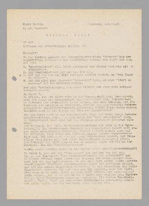 "Offener Brief an die Kollegen der Schachtanlage Zollern 1/3"