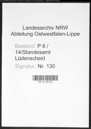 Heiratsregister Standesamt Lüdenscheid