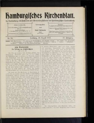 Nr. 34. Hamburg, 24. August 1913. 10. Jahrgang.
