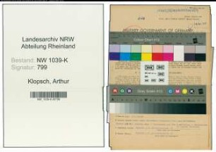 Entnazifizierung Arthur Klopsch , geb. 10.09.1898 (Angestellter)