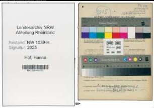 Entnazifizierung Hanna Hof , geb. 30.11.1896 (Krankenschwester)