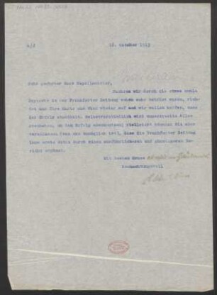 Brief an Frantisek Neumann : 16.10.1913