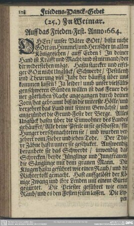 (25.) Zu Weimar. Auff das Frieden-Fest. Anno 1664