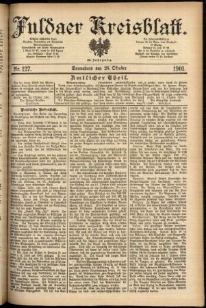 Erste Ausgabe vom Samstag, den 26. Oktober 1901.