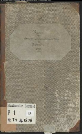 Zivilstandsregister der katholischen Gemeinde Bredenborn, Kreis Höxter (GHT 1808) (Gemeinde: Katholische Gemeinde Bredenborn)