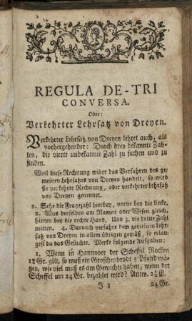 Regula De-Tri Conversa. Oder: Verkehrter Lehrsatz von Dreyen.