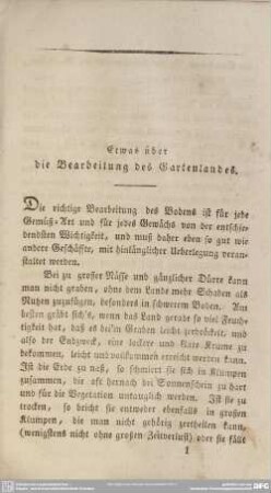 Etwas über die Bearbeitung des Gartenlandes