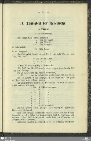 II. Thätigkeit der Feuerwehr