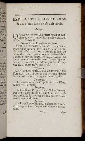 Explication des Termes.