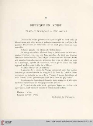 Diptyque En Ivoire (Travail francais XIVe siècle)