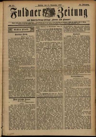 Erste Ausgabe vom Freitag, den 19. November 1897.
