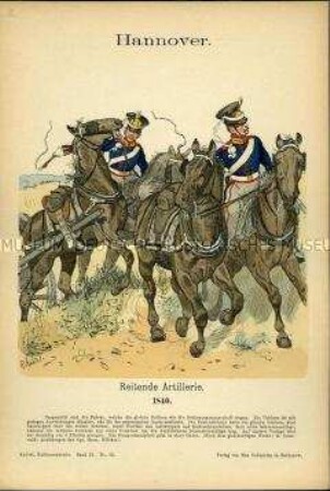 Uniformdarstellung, Gemeine der Reitenden Artillerie, Königreich Hannover, 1840.