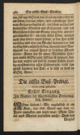 Die eilffte Buß-Predigt, Anno 1718. gehalten.