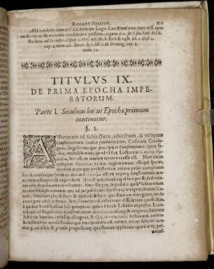 Titulus IX. De Prima Epocha Imperatorum.