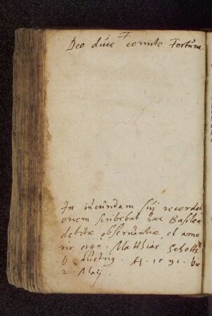 Matthias Scholtz. – Incipit: Deo duce, comite Fortuna. – Basel, 02.05.1591