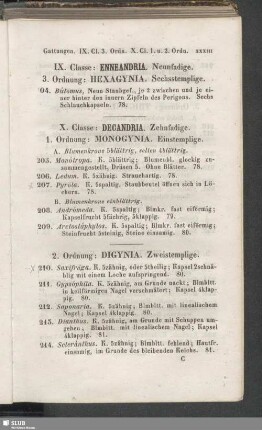 IX. Classe : Enneandria. Neunfadige