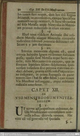 Caput XII. De Usu Menstruorum Universalium