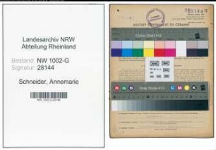 Entnazifizierung Annemarie Schneider, geb. 06.12.1896 (Schausteller)