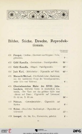 Bilder, Stiche, Drucke, Reproduktionen (Nr. 431-453)