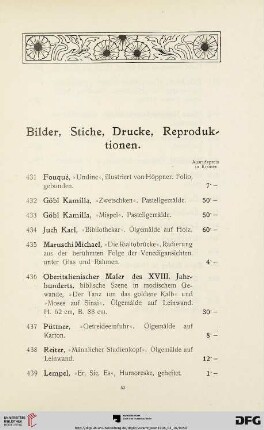 Bilder, Stiche, Drucke, Reproduktionen (Nr. 431-453)