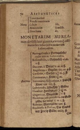 Monetarum Aurearum diversa sunt genera [...]