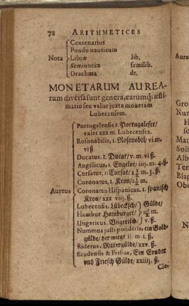 Monetarum Aurearum diversa sunt genera [...]
