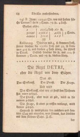 Die Regel Detri, oder die Regel von drey Sätzen