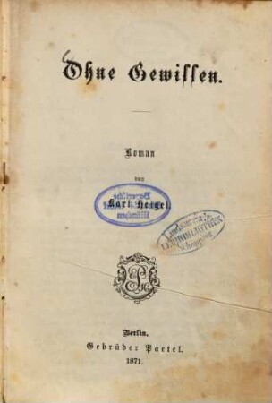 Ohne Gewissen : Roman