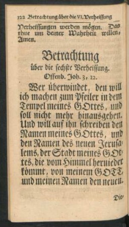 Betrachtung über die sechste Verheissung