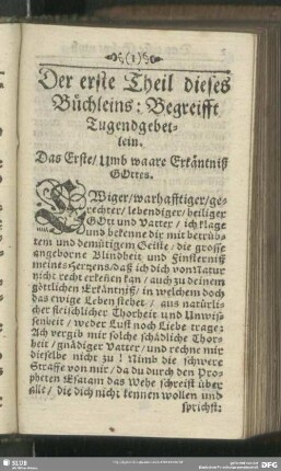 Der erste Theil dieses Büchleins: Begreifft Tugendgebetlein