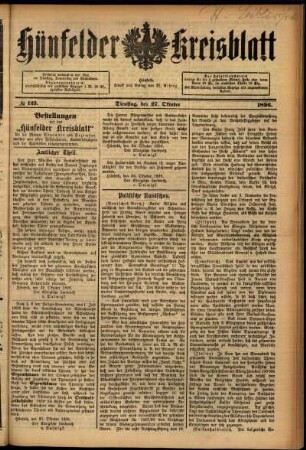 Ausgabe vom Dienstag, den 27. Oktober 1896.