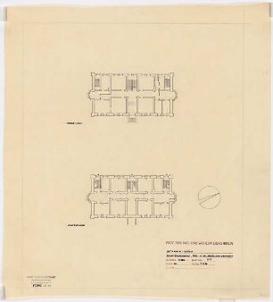 Evangelisches Diakonissenkrankenhaus Bethanien, Berlin-Kreuzberg Umbau. Seminargebäude: Grundriss Erdgeschoss, Kellergeschoss 1:200