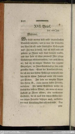 XVI. Brief. den 1ten Jan.