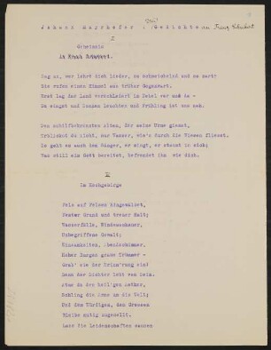 Johann Mayrhofer: Drei Gedichte an Franz Schubert; Herausgebertätigkeit: Österreichische Bibliothek