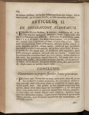 Articulus II. De Generatione Plantarum.
