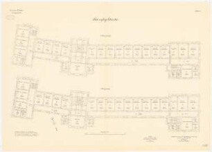 Kriegsschule der Garnison Potsdam: Grundriss 1. und 2. Obergeschoss 1:100