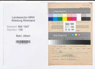 Entnazifizierung Albert Behr , geb. 09.01.1909 (Justizbeamter)