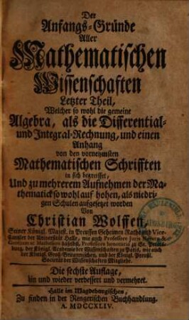 Die Anfangsgründe aller Mathematischen Wissenschaften, 4