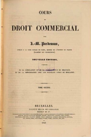 Cours de droit commercial, II